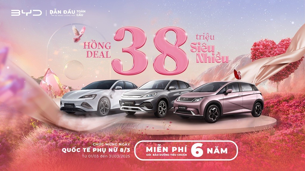 BYD Việt Nam tung ưu đãi 'Hồng Deal - 38 triệu siêu nhiều' nhân dịp 8/3