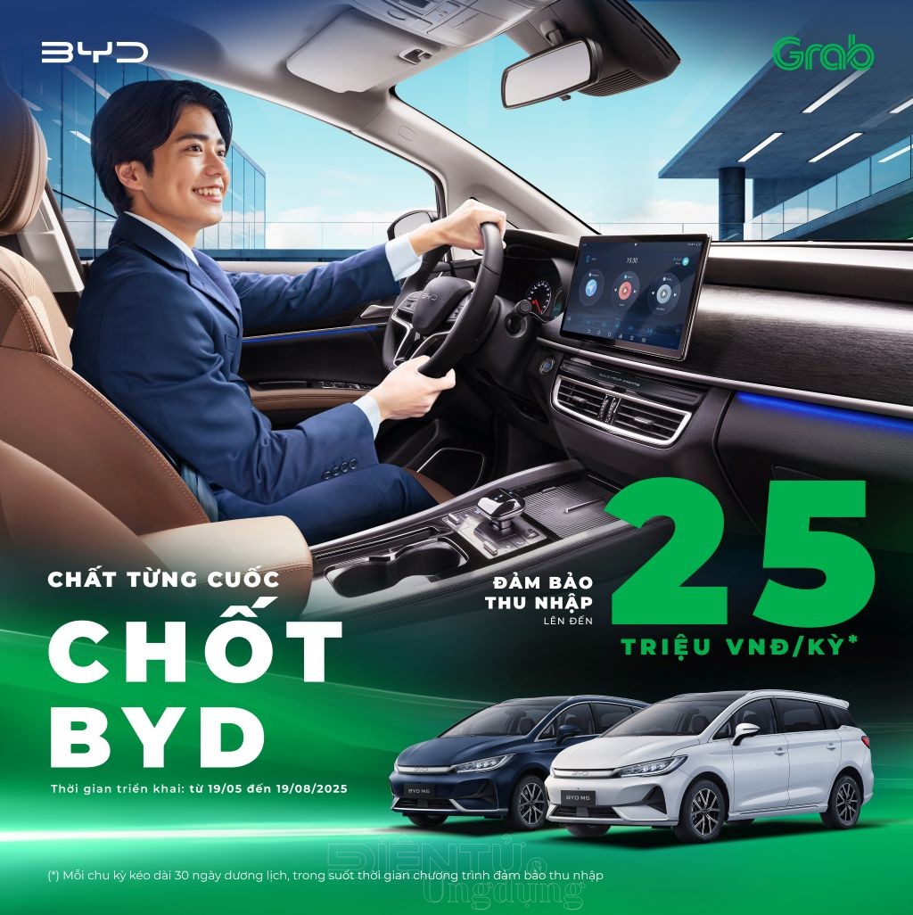 BYD hợp tác Grab hỗ trợ tài xế thu nhập 25 triệu đồng mỗi tháng khi chuyển sang xe điện