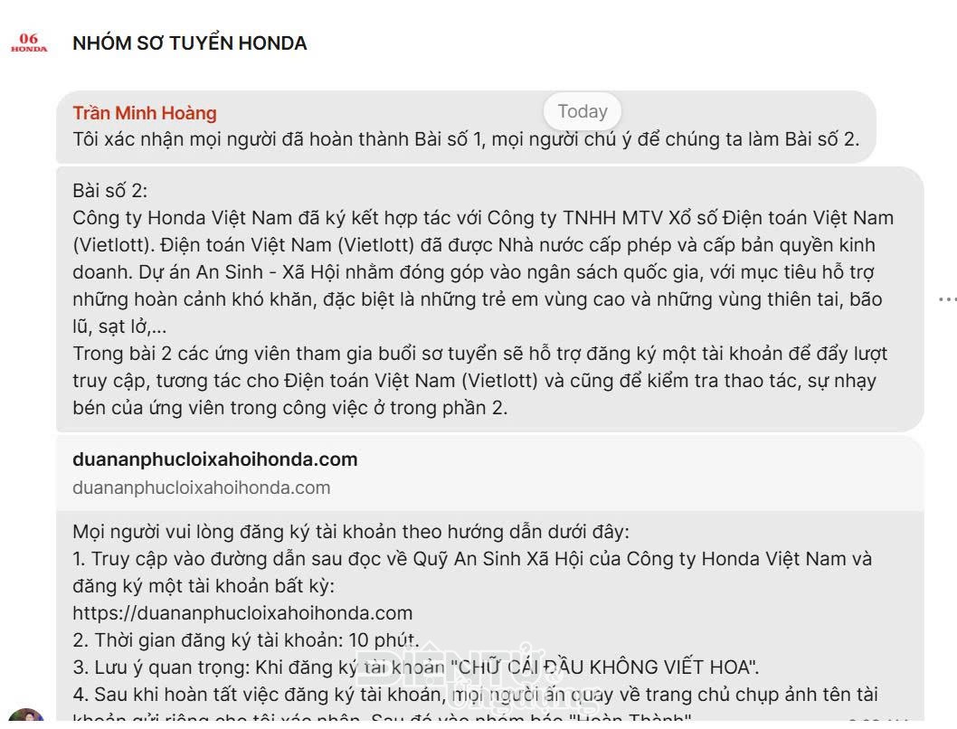 Cảnh báo: Giả danh tuyển dụng Honda Việt Nam để chiếm đoạt tài sản qua ứng dụng Signal