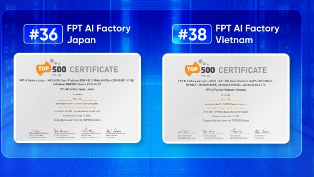 Hai nhà máy AI của FPT lọt TOP 500 siêu máy tính thế giới