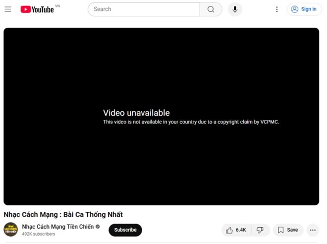 Nhiều ca khúc nhạc cách mạng của BH Media bị gỡ trên YouTube. Ảnh: BH Media