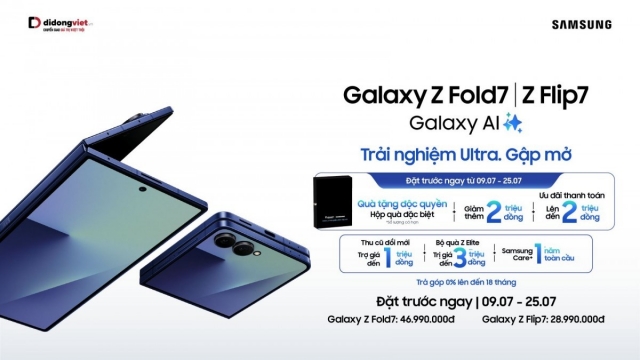Đặt trước Galaxy Z Fold7 và Z Flip7 tại Di Động Việt, nhận bộ quà tặng hấp dẫn