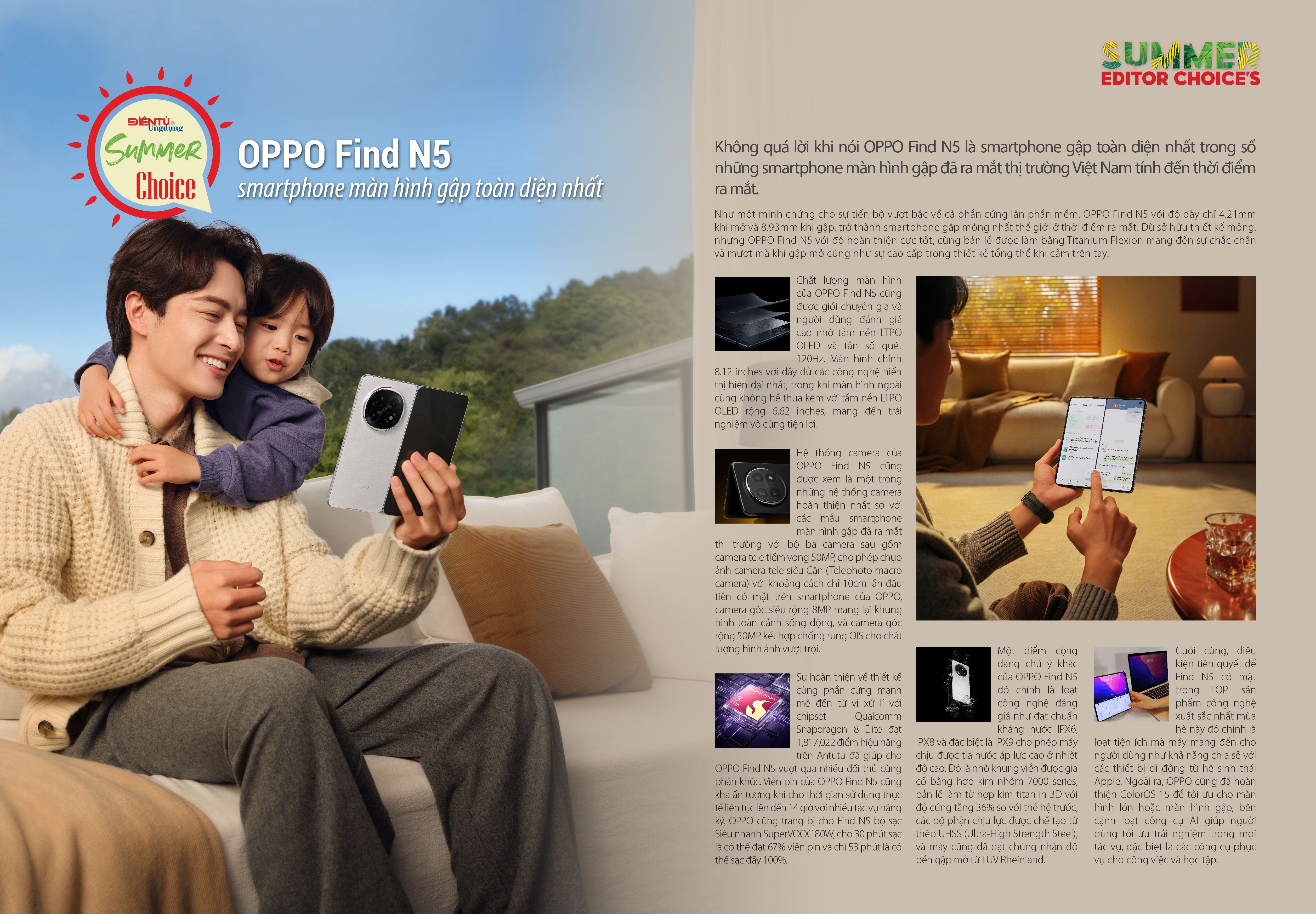 OPPO Find N5: smartphone màn hình gập toàn diện nhất