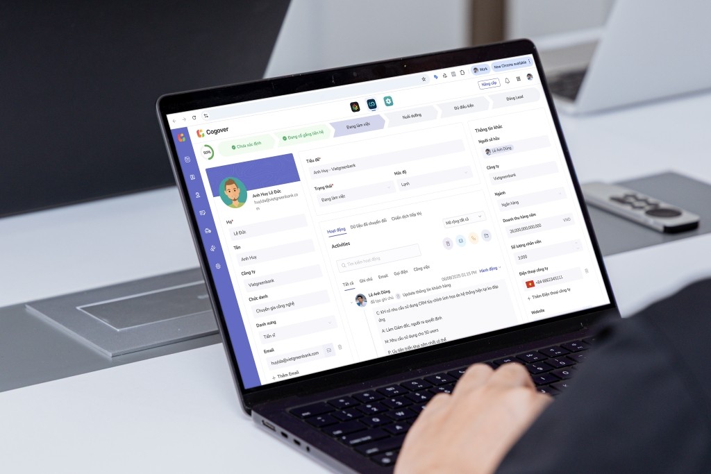 Giao diện Cogover CRM No-code/AI