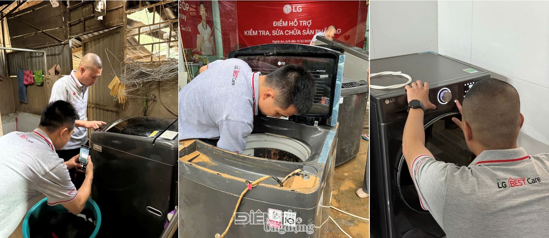 LG hỗ trợ người dân vùng lũ Nghệ An, Điện Biên sửa chữa thiết bị điện tử LG hỗ trợ người dân vùng lũ Nghệ An, Điện Biên sửa chữa thiết bị điện tử