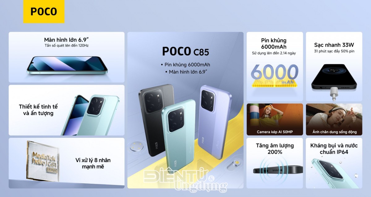 POCO C85, smartphone giải trí toàn diện chính thức ra mắt POCO C85, smartphone giải trí toàn diện chính thức ra mắt