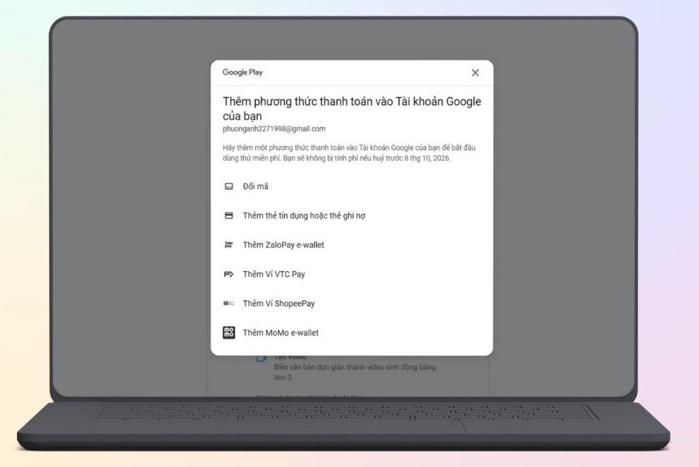 Hướng dẫn đăng ký Google Gemini Pro và 2TB lưu trữ miễn phí dành cho sinh viên Liên kết phương thức thanh toán