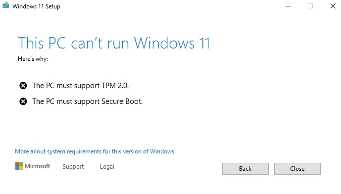 Lỗi cài đặt windows 11
