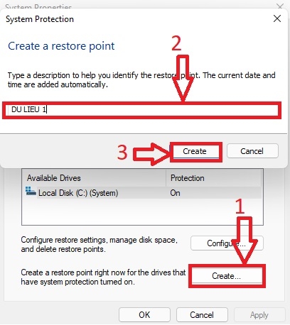 Create System Restore win 11