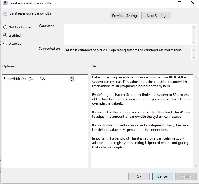 Cấu hình tăng tốc đường truyền Internet