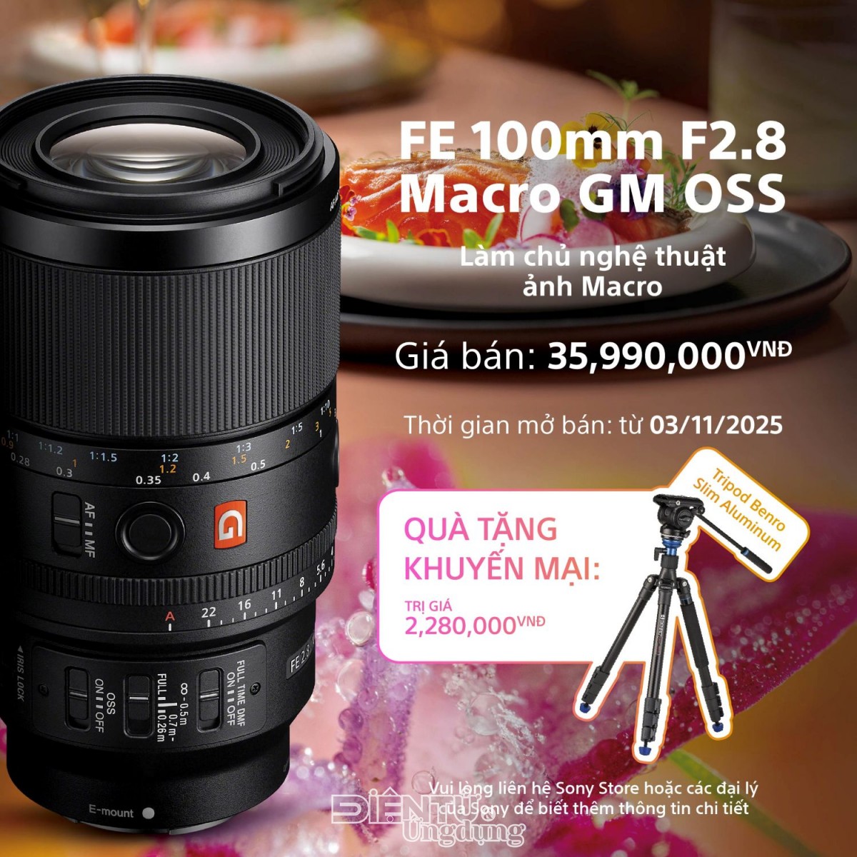 Sony ra mắt ống kính tele macro FE 100mm F2.8 Macro GM OSS