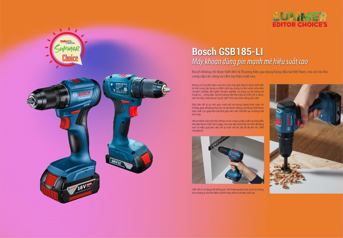 Bosch GSB 185 li: Máy khoan dùng pin mạnh mẽ hiệu suất cao