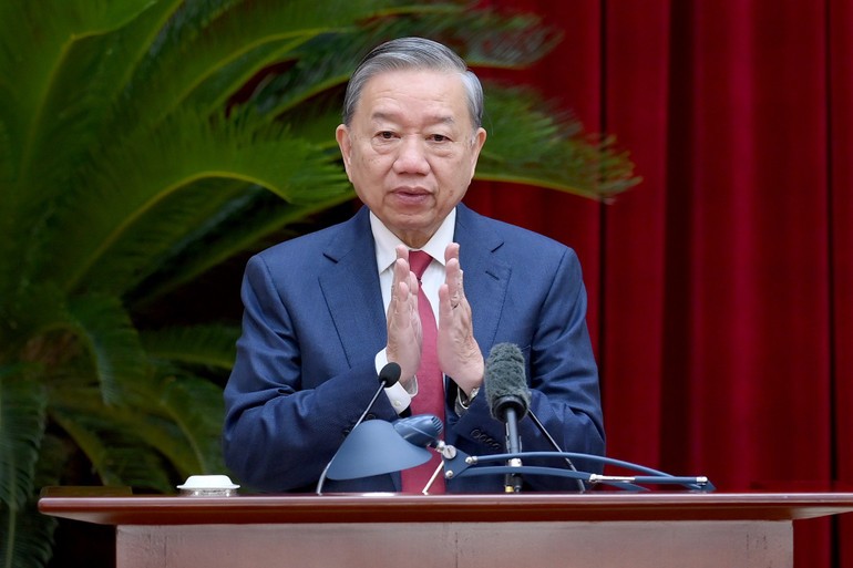 Tổng Bí thư Tô Lâm phát biểu khai mạc Hội nghị. (Ảnh: Đăng Khoa/Báo Nhân dân).