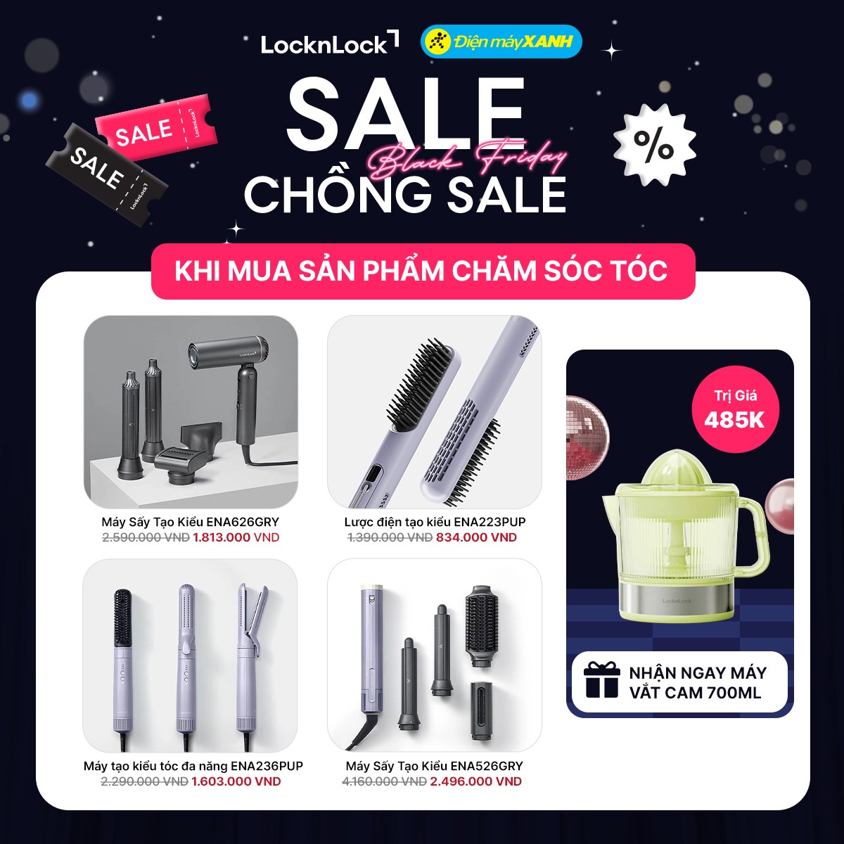 LocknLock ưu đãi kép cùng Điện Máy Xanh: Giảm giá 50%++ và tặng vali cao cấp khi mua máy hút bụi