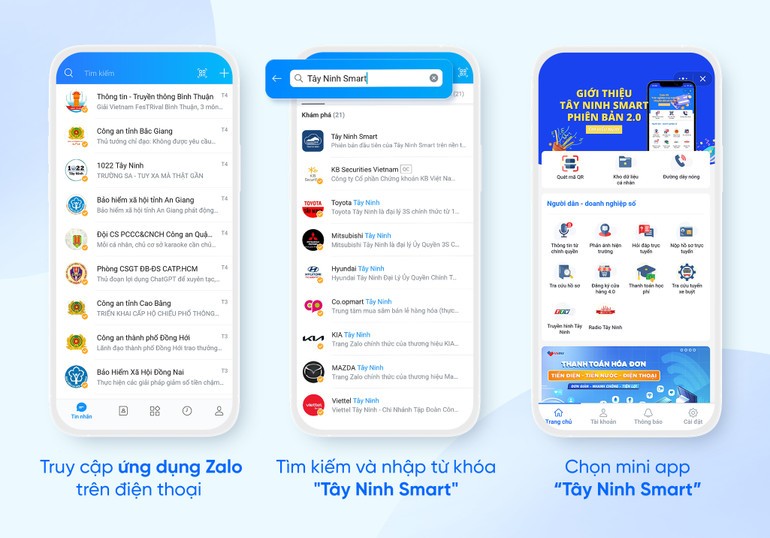 Tây Ninh Smart – mini app của tỉnh Tây Ninh trên Zalo .Ảnh: Sở Thông tin - Truyền thông tỉnh Tây Ninh. Tây Ninh Smart – mini app của tỉnh Tây Ninh trên Zalo .Ảnh: Sở Thông tin - Truyền thông tỉnh Tây Ninh.