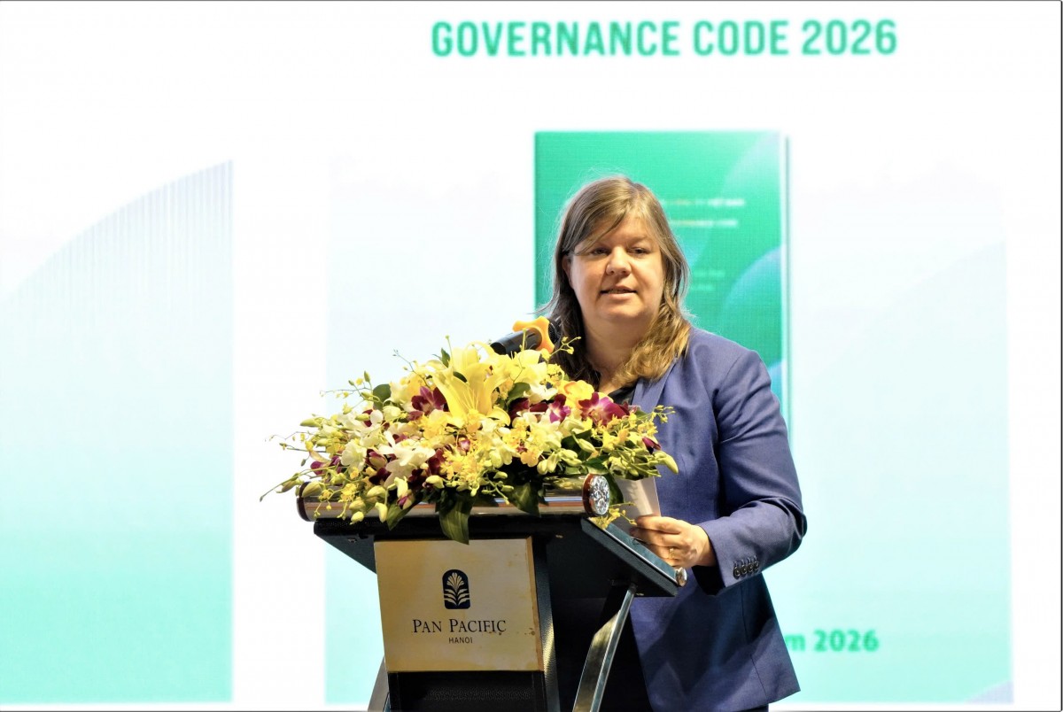 Bà Sibylle Bachmann - Trưởng đại diện Tổng cục Kinh tế Liên bang Thụy Sĩ  tại Việt Nam đánh giá Bộ nguyên tắc Quản trị Công ty Việt Nam 2026