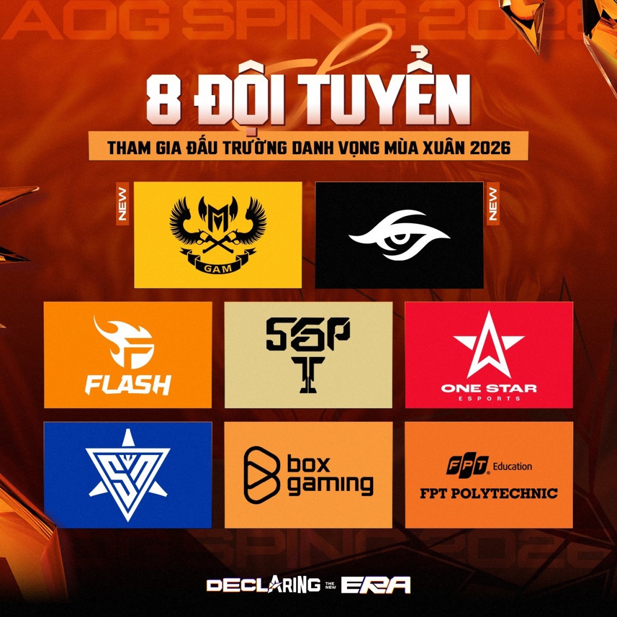 Đấu Trường Danh Vọng Mùa Xuân 2026 quy tụ 8 đội tuyển tham gia thi đấi. Nguồn ảnh: BTC Đấu Trường Danh Vọng Mùa Xuân 2026 quy tụ 8 đội tuyển tham gia thi đấi. Nguồn ảnh: BTC