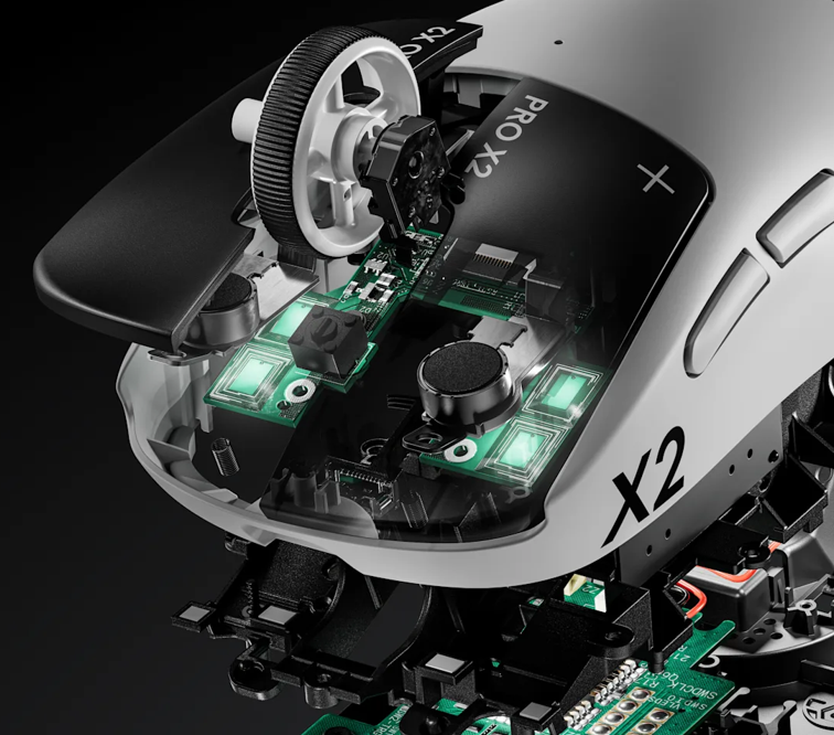 Hệ thống kích hoạt cảm ứng HITS được tích hợp trong PRO X2 SUPERSTRIKE. Nguồn: Logitech Hệ thống kích hoạt cảm ứng HITS được tích hợp trong PRO X2 SUPERSTRIKE. Nguồn: Logitech