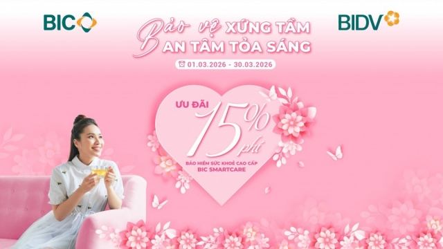 BIC ưu đãi 15% phí bảo hiểm sức khỏe cao cấp BIC SmartCare dịp 8/3