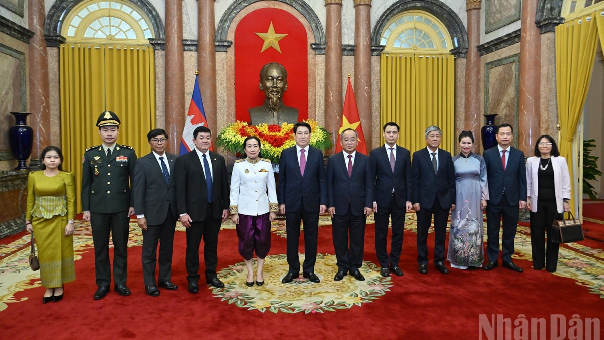 Chủ tịch nước Lương Cường tiếp đại sứ các nước trình quốc thư tại Phủ Chủ tịch