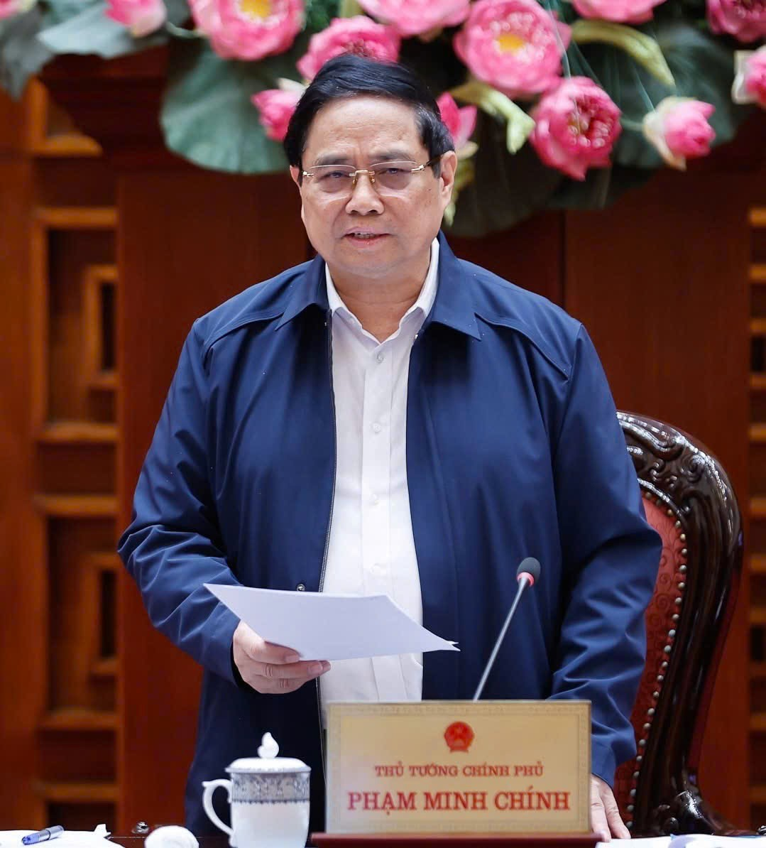 Thủ tướng Phạm Minh Chính phát biểu cuộc họp Thường trực Chính phủ nhằm rà soát tình hình triển khai và đôn đốc tiến độ các dự án đường sắt trọng điểm trên cả nước
