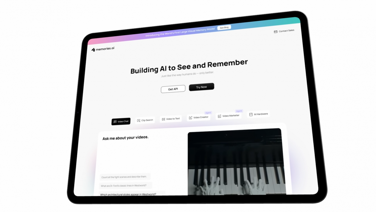 Giao diện của Memories AI được giới thiệu tại GTC 2026. Ảnh: Memories AI
