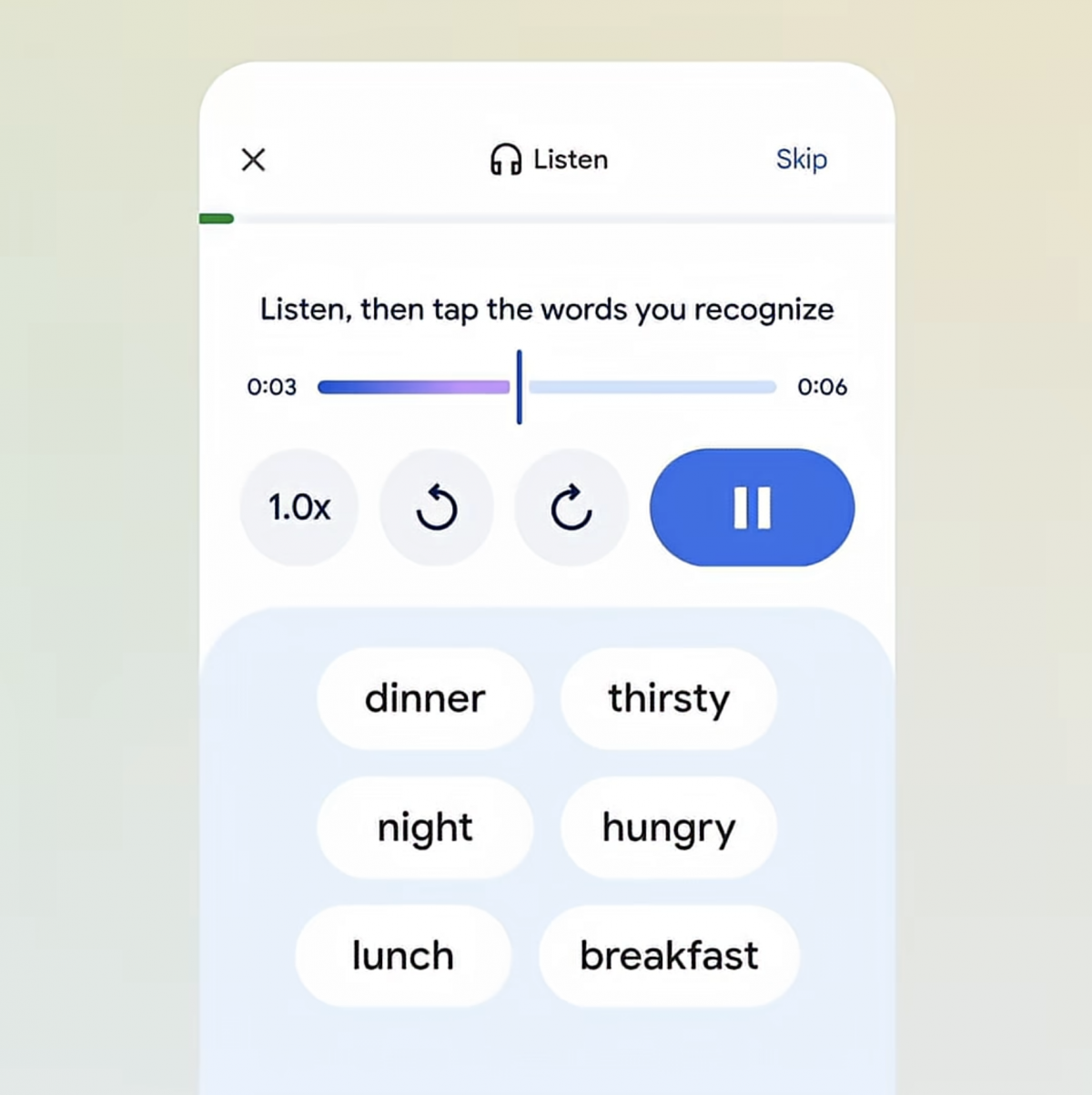 Tính năng cho phép AI luyện giọng nói và kiểm tra phát âm của người sử dụng. Ảnh: Google