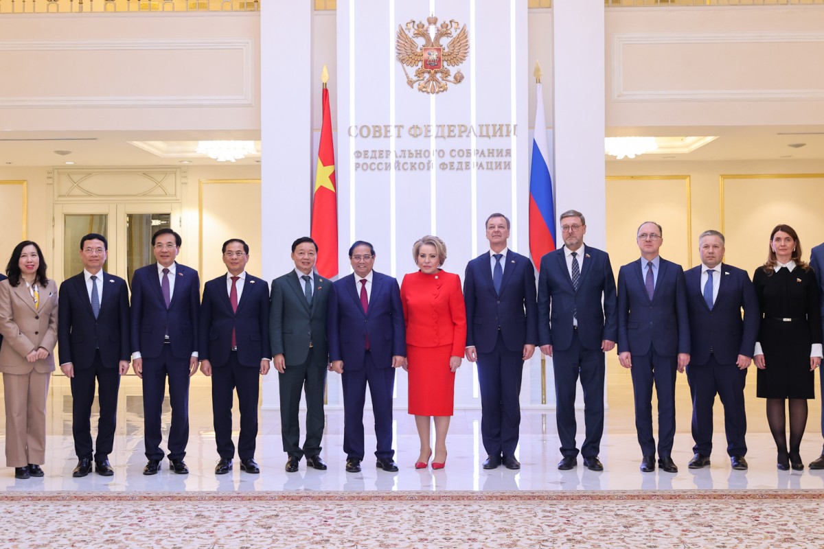 Thủ tướng Phạm Minh Chính hội kiến Chủ tịch Hội đồng Liên bang Nga Valentina Matviyenko. Ảnh: Thông tin Chính phủ