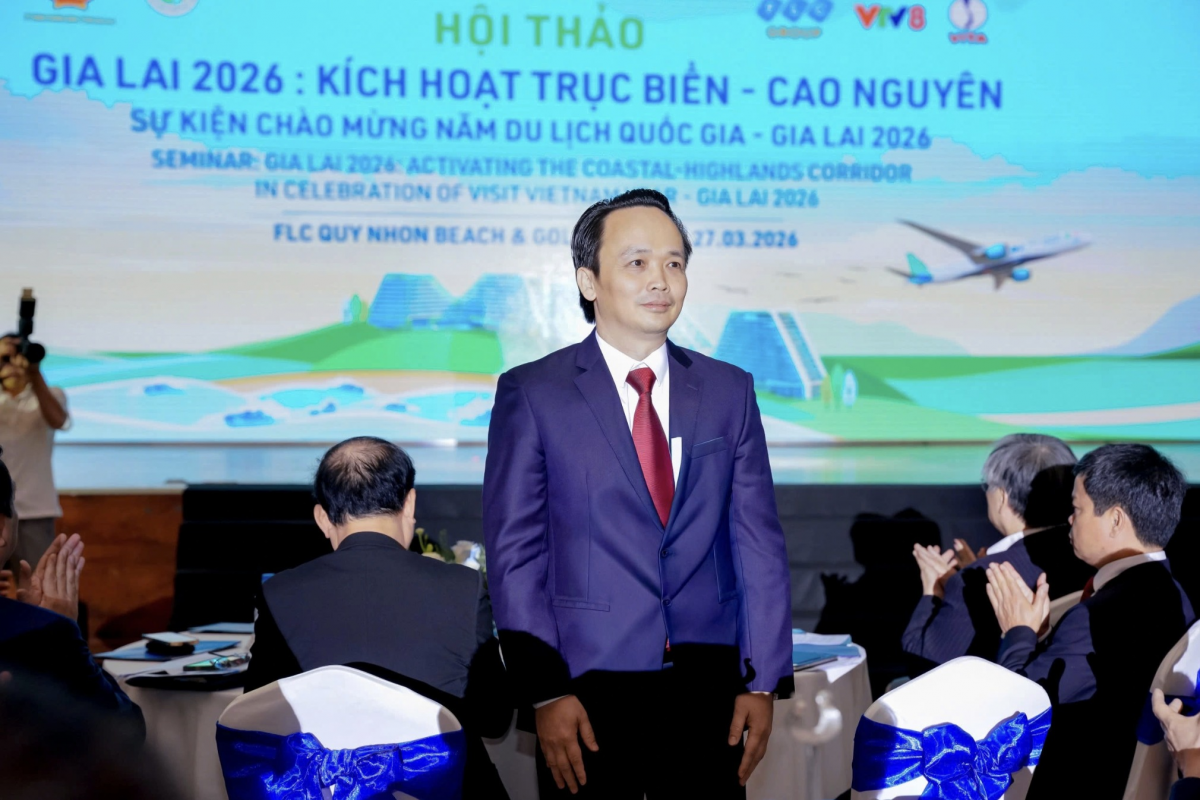 Hình ảnh ông Trịnh Văn Quyết tại hội thảo. Ảnh: BTC Hình ảnh ông Trịnh Văn Quyết tại hội thảo. Ảnh: BTC