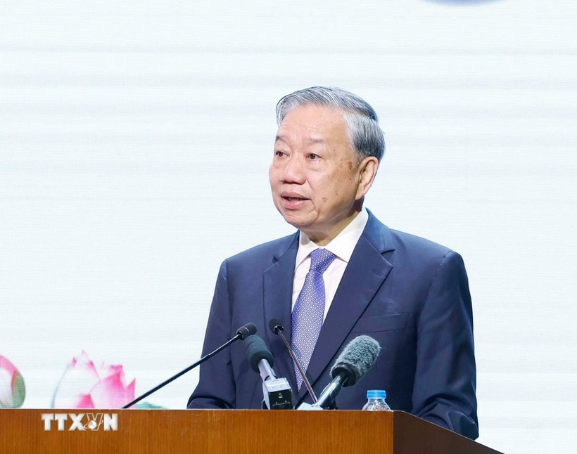 Tổng Bí thư Tô Lâm phát biểu tại buổi lễ. Ảnh: TTXVN Tổng Bí thư Tô Lâm phát biểu tại buổi lễ. Ảnh: TTXVN