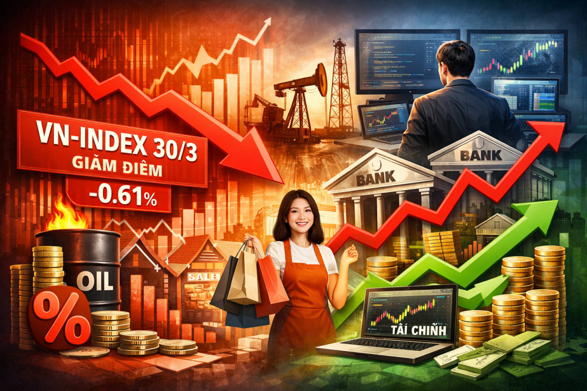 Thị trường chứng khoán ngày 30/3: Áp lực vĩ mô siết chặt, dòng tiền phân hóa mạnh giữa các nhóm ngành