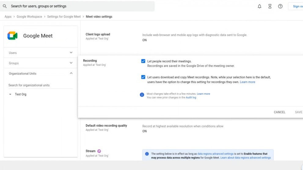 Google Meet mặc định mở quyền tải bản ghi video từ cuối tháng 4