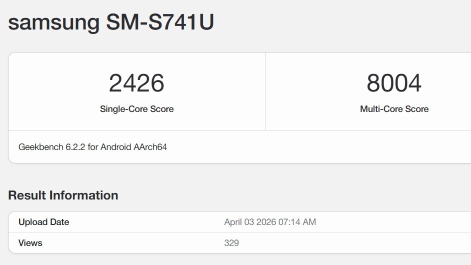 Samsung Galaxy S26 FE lộ chip Exynos 2500 trên Geekbench