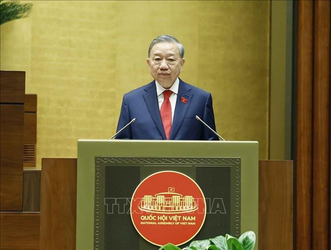 Chủ tịch nước Cộng hoà xã hội chủ nghĩa Việt Nam Tô Lâm phát biểu nhậm chức. Ảnh: Thống Nhất/TTXVN Chủ tịch nước Cộng hoà xã hội chủ nghĩa Việt Nam Tô Lâm phát biểu nhậm chức. Ảnh: Thống Nhất/TTXVN