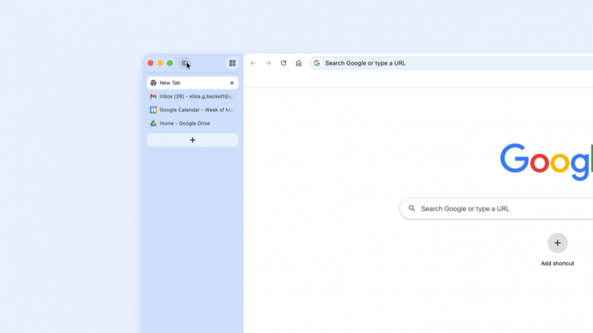 Tính năng thanh tab dọc mới trên Chrome. Ảnh: Google Tính năng thanh tab dọc mới trên Chrome. Ảnh: Google