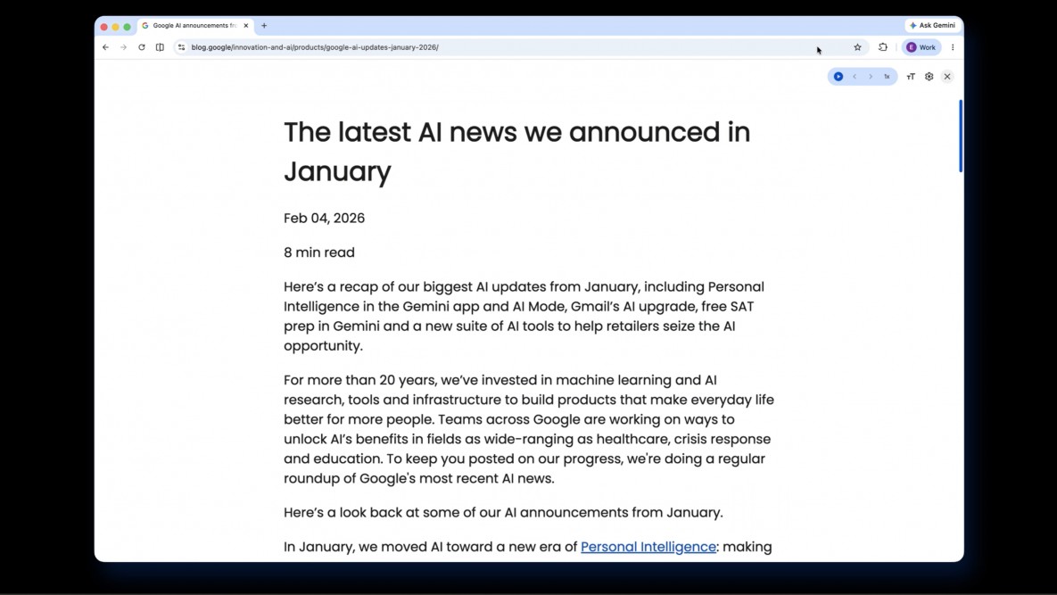 Chrome tái thiết giao diện duyệt web với tab dọc và chế độ đọc toàn màn hình