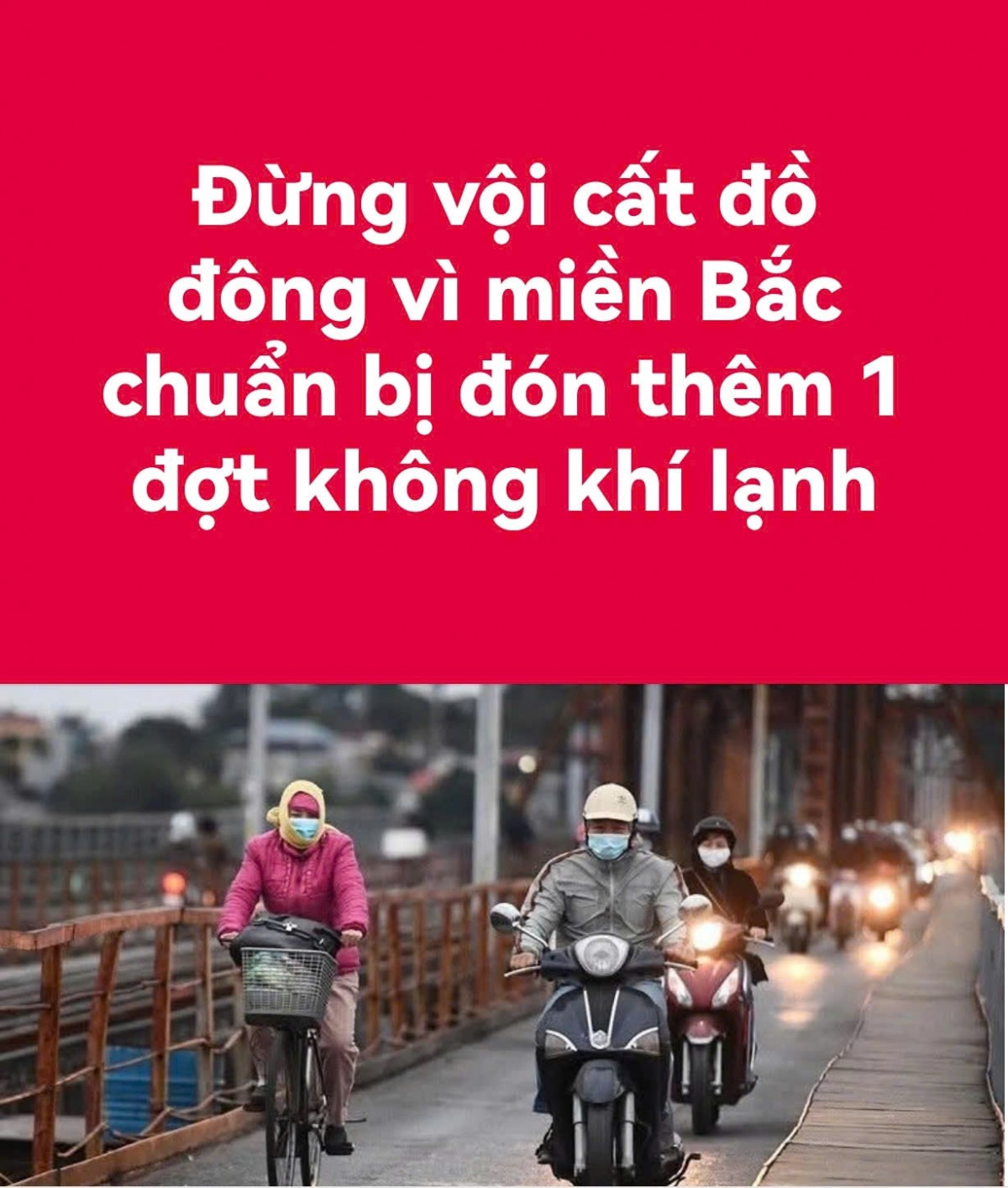 Thông tin khoảng 14-15/4, không khí lạnh tràn về, miền Bắc giảm nhiệt lan truyền trên MXH là không chính xác. Thông tin khoảng 14-15/4, không khí lạnh tràn về, miền Bắc giảm nhiệt lan truyền trên MXH là không chính xác.