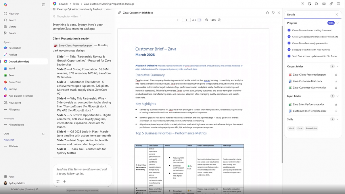 Microsoft Cowork trên Copilot. Ảnh: Microsoft Microsoft Cowork trên Copilot. Ảnh: Microsoft