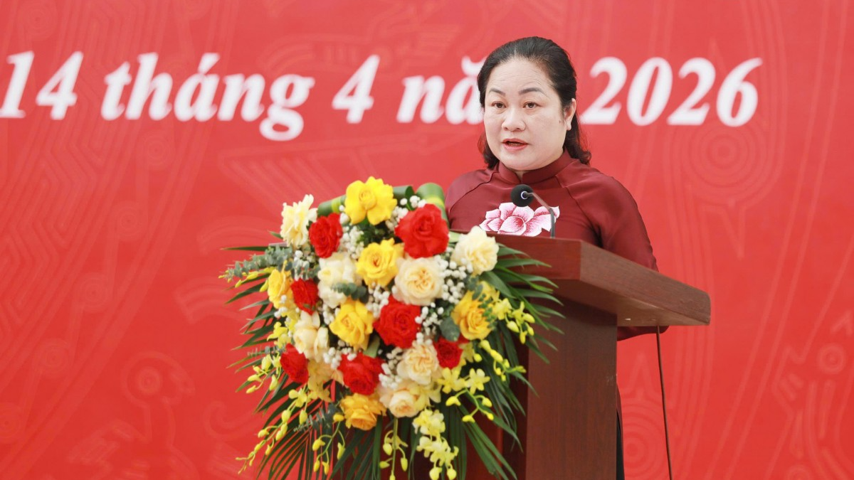 Bà Nguyễn Thị Minh Lợi - Phó Giám đốc sở Văn hóa, Thể thao và Du lịch Phú Thọ tại sự kiện