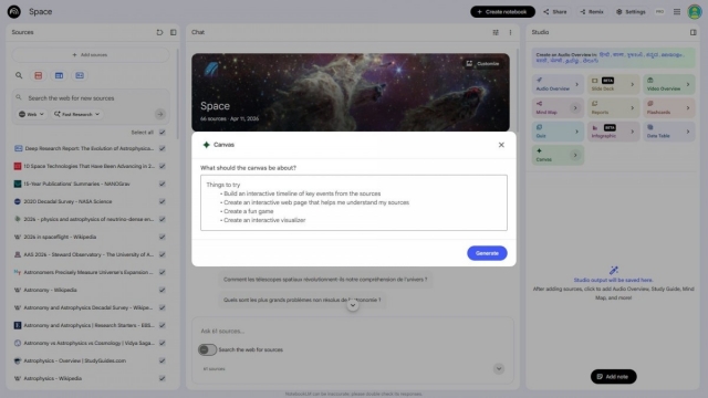 NotebookLM thêm Canvas, tăng sức mạnh trực quan hóa dữ liệu