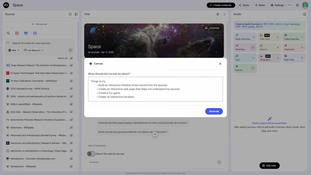 NotebookLM thêm Canvas, tăng sức mạnh trực quan hóa dữ liệu