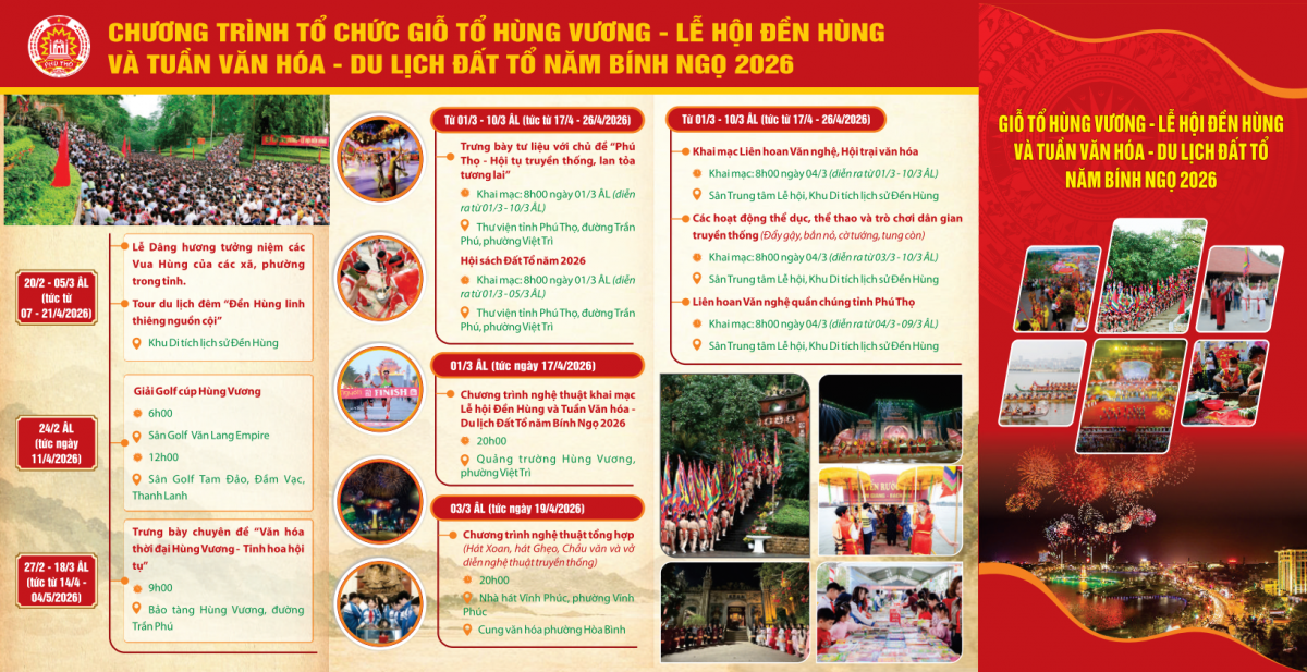 Lịch trình chương trình Giỗ Tổ Hùng Vương 2026