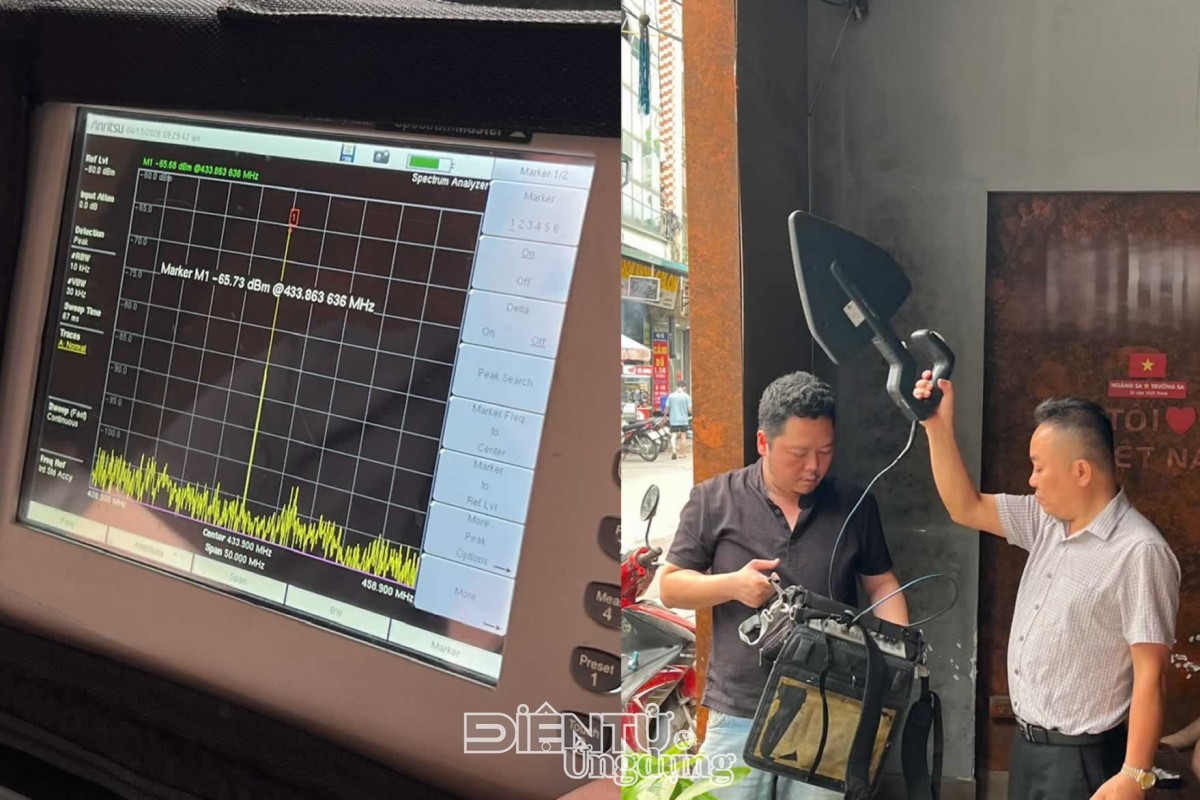 Kỹ thuật viên Trung tâm Tần số vô tuyến điện khu vực I xử lý thành công.Ảnh Cục Tần số vô tuyến điện