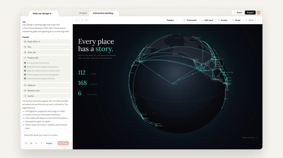 Giao diện Clade Design mới ra mắt. Ảnh: Claude
