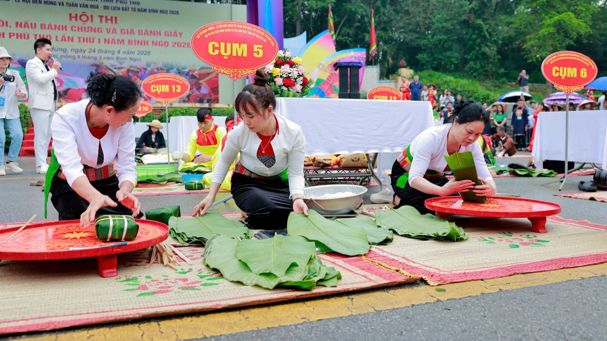 Hội thi gói, nấu bánh chưng và giã bánh giầy góp phần quảng bá hình ảnh địa phương, thu hút du khách đến với Phú Thọ