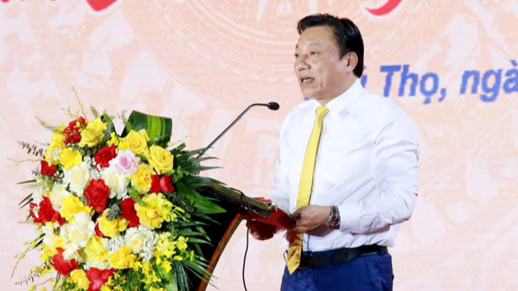 Ông Nguyễn Huy Ngọc, Phó Chủ tịch UBND tỉnh Phú Thọ phát biểu tại chương trình “Thanh âm nguồn cội”