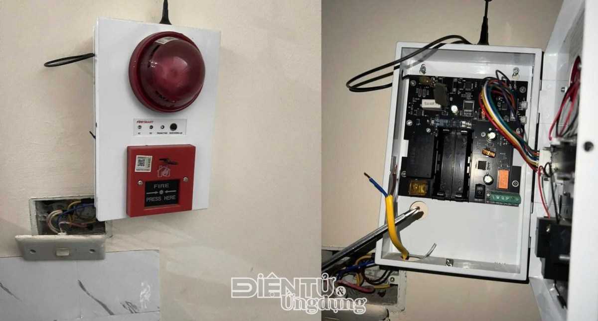 Bộ báo cháy nhãn hiệu FIRESMART lắp đặt tại trung tâm ngoại ngữ trên phố Thâm Tâm, phường Yên Hòa, Hà Nội, thiết bị bị lỗi kỹ thuật gây can nhiễu smartkey trên toàn khu vực lân cận ngày 29/4/2026.