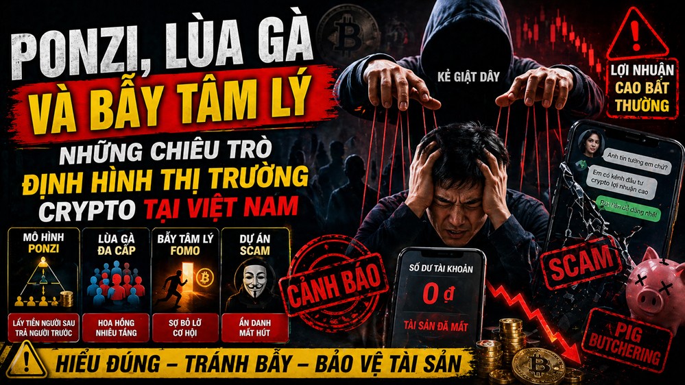Ponzi, lùa gà và bẫy tâm lý: Những chiêu trò định hình thị trường crypto tại Việt Nam