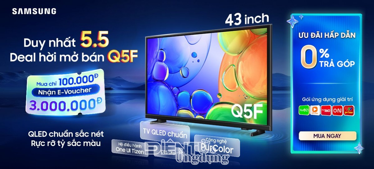 Sale ngày đôi 5.5, Samsung QLED Q5F hưởng deal hời 