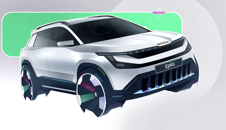  Bản phác thảo thiết kế ngoại thất Epiq được công bố. Ảnh: Skoda.